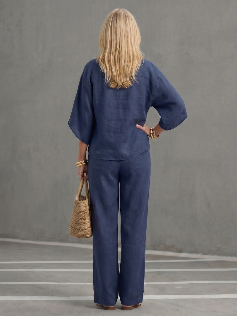 Emilia | Conjunto de túnica relajada con botones frontales y pantalones