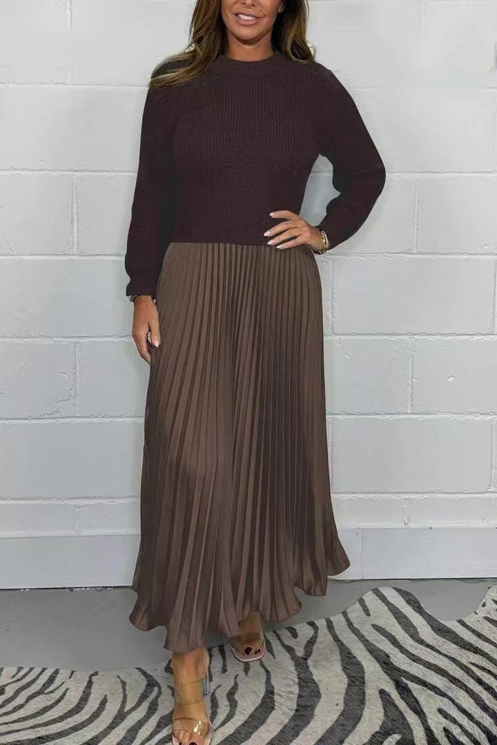 Claudia | Vestido con jersey y falda plisada