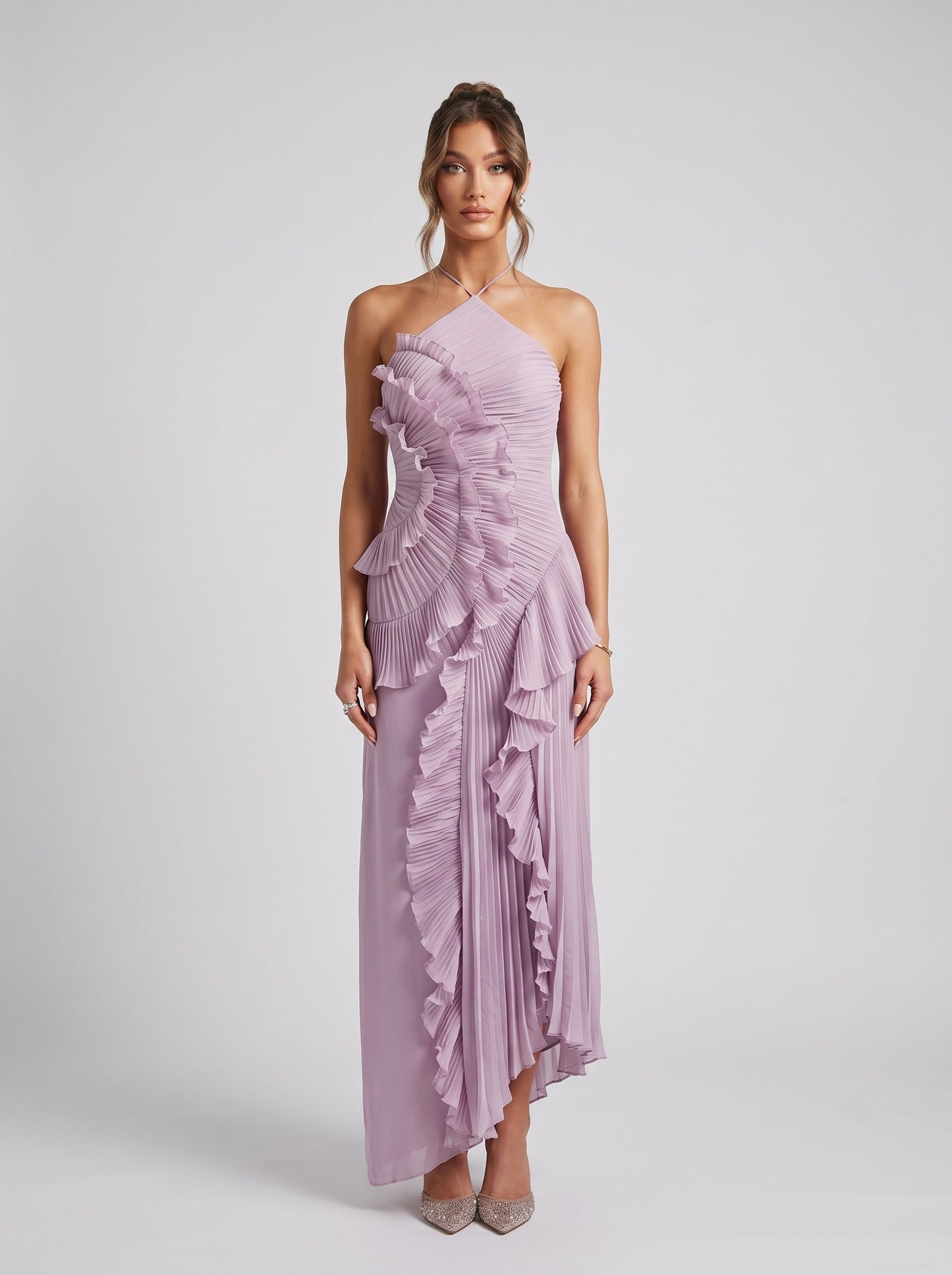 Eliza | Vestido maxi elegante con volantes para mujer