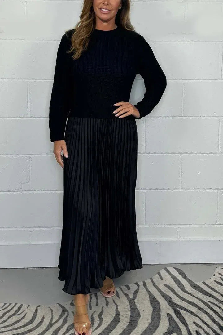 Claudia | Vestido con jersey y falda plisada